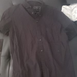 Mens black shirt sleeve button T-shirt